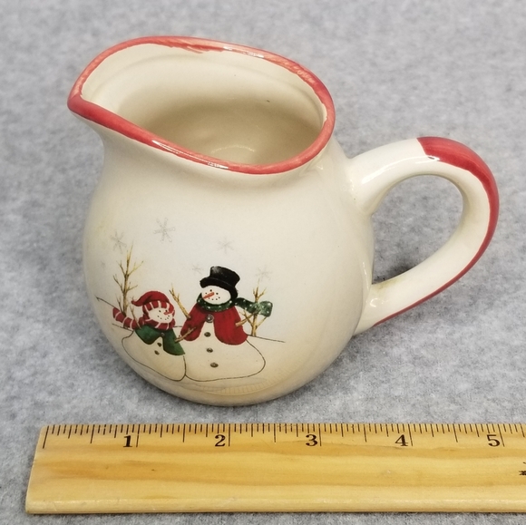 Royal Seasons Snowman Stoneware Tabletop Coffee Creamer Pitcher Christmas Decor - Picture 9 of 10